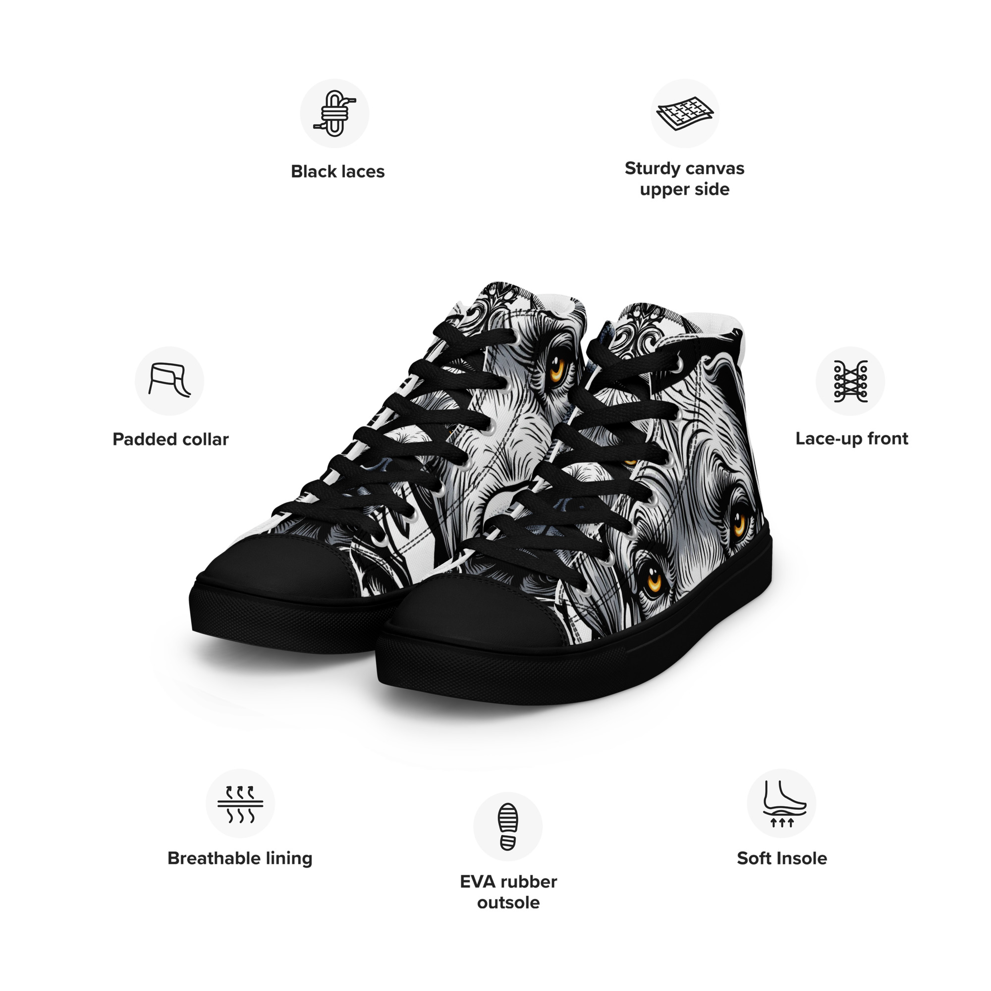 Womens high top canvas shoes specs